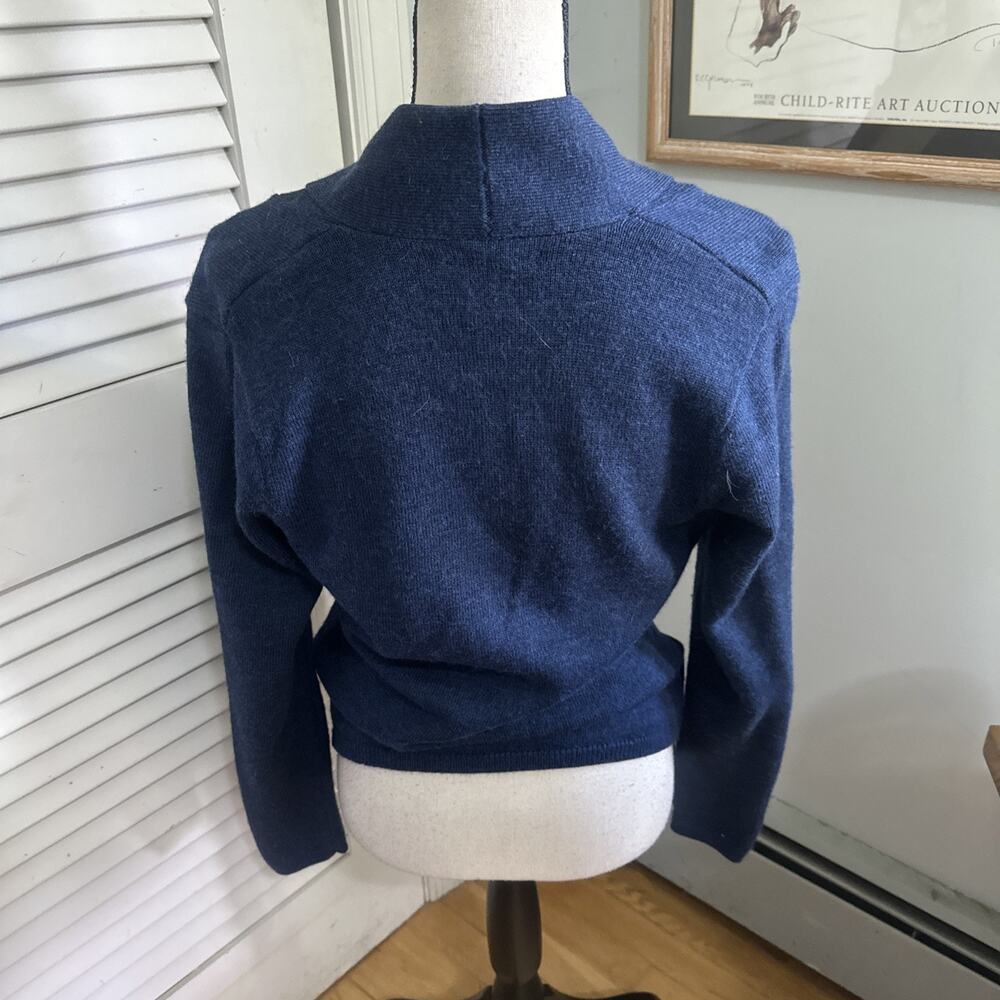 Marina Luna Sweater Womens Small Blue Merino Wool Cardigan Shawl Collar Classic - Picture 3 of 6